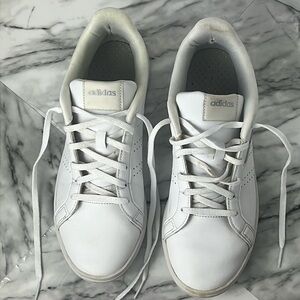 Adidas white leather sneaker shoes. Womens 8.5